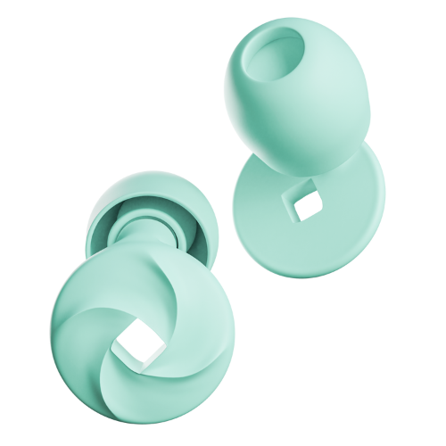 Nobleplugs Gehörschutz in ear. Zertifizierte, wiederverwendbare und geräuschunterdrückende Ohrstöpsel zum Schlafen in der Farbvariante Aqua Turquoise. Gegen Schnarchen und andere Umgebungsgeräusche bei Konzert, Festival, Motorrad, Arbeit und zum Druckausgleich im Flugzeug.