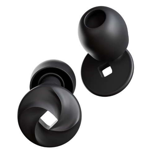 Nobleplugs Gehörschutz in ear. Zertifizierte, wiederverwendbare und geräuschunterdrückende Ohrstöpsel zum Schlafen in der Farbvariante Midnight Black. Gegen Schnarchen und andere Umgebungsgeräusche bei Konzert, Festival, Motorrad, Arbeit und zum Druckausgleich im Flugzeug.