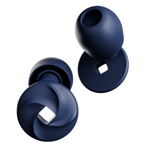 Nobleplugs Gehörschutz in ear. Zertifizierte, wiederverwendbare und geräuschunterdrückende Ohrstöpsel zum Schlafen in der Farbvariante Navy Blue. Gegen Schnarchen und andere Umgebungsgeräusche bei Konzert, Festival, Motorrad, Arbeit und zum Druckausgleich im Flugzeug.