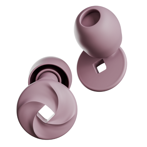 Nobleplugs Gehörschutz in ear. Zertifizierte, wiederverwendbare und geräuschunterdrückende Ohrstöpsel zum Schlafen in der Farbvariante Vintage Mauve. Gegen Schnarchen und andere Umgebungsgeräusche bei Konzert, Festival, Motorrad, Arbeit und zum Druckausgleich im Flugzeug.